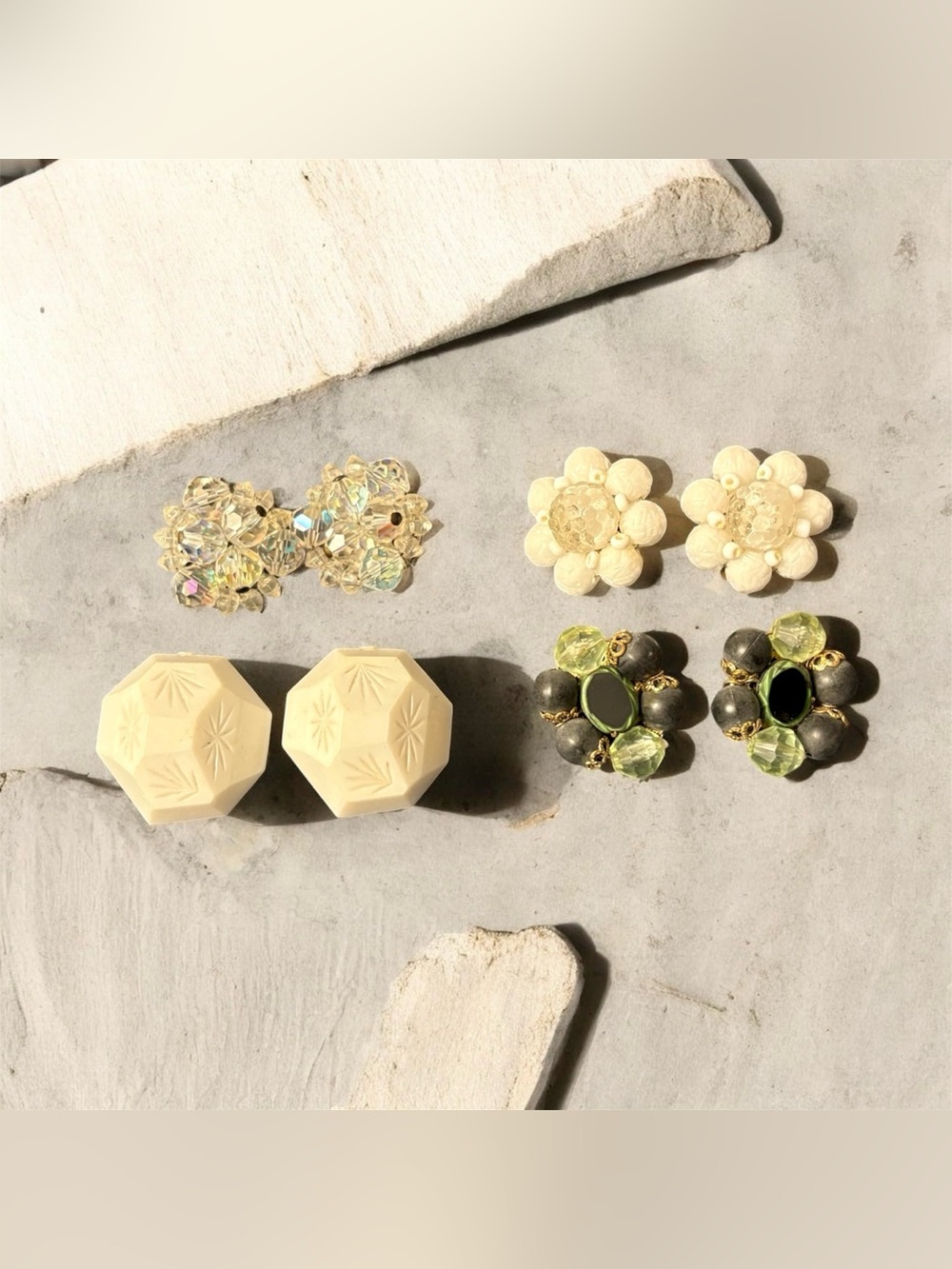 ✨ RARE Vintage Signed West Germany Costume Earring Lot - 4 Pairs ✨